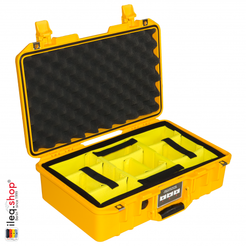 1485 AIR Case, PNP Latches, With Divider, Yellow